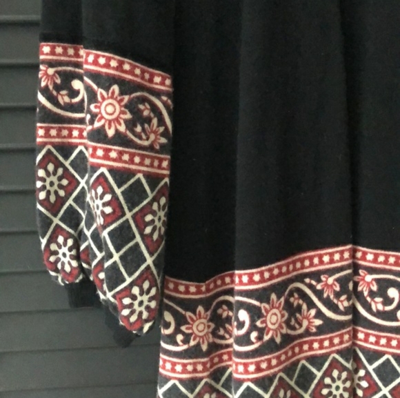 🆕Lucky Brand Y2k Boho Chic Cashmere Wool Blend Dress Black & Red Size Small - Picture 7 of 8